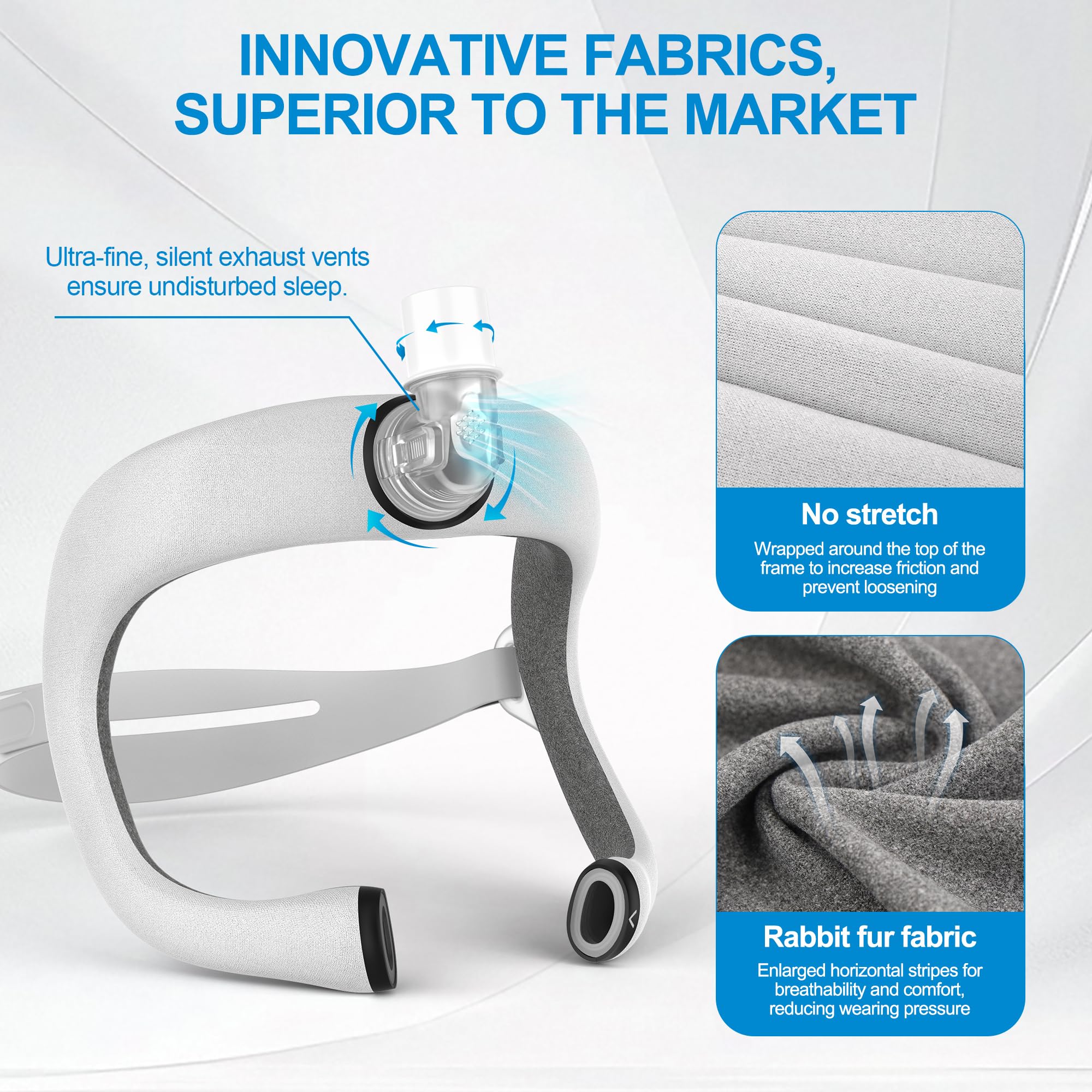 Medihealer ultra-soft elastic headgear delivers comfortable, secure nightly wear.