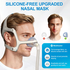 Medihealer hybrid seal nasal cushion combines silicone and fabric for better seal.