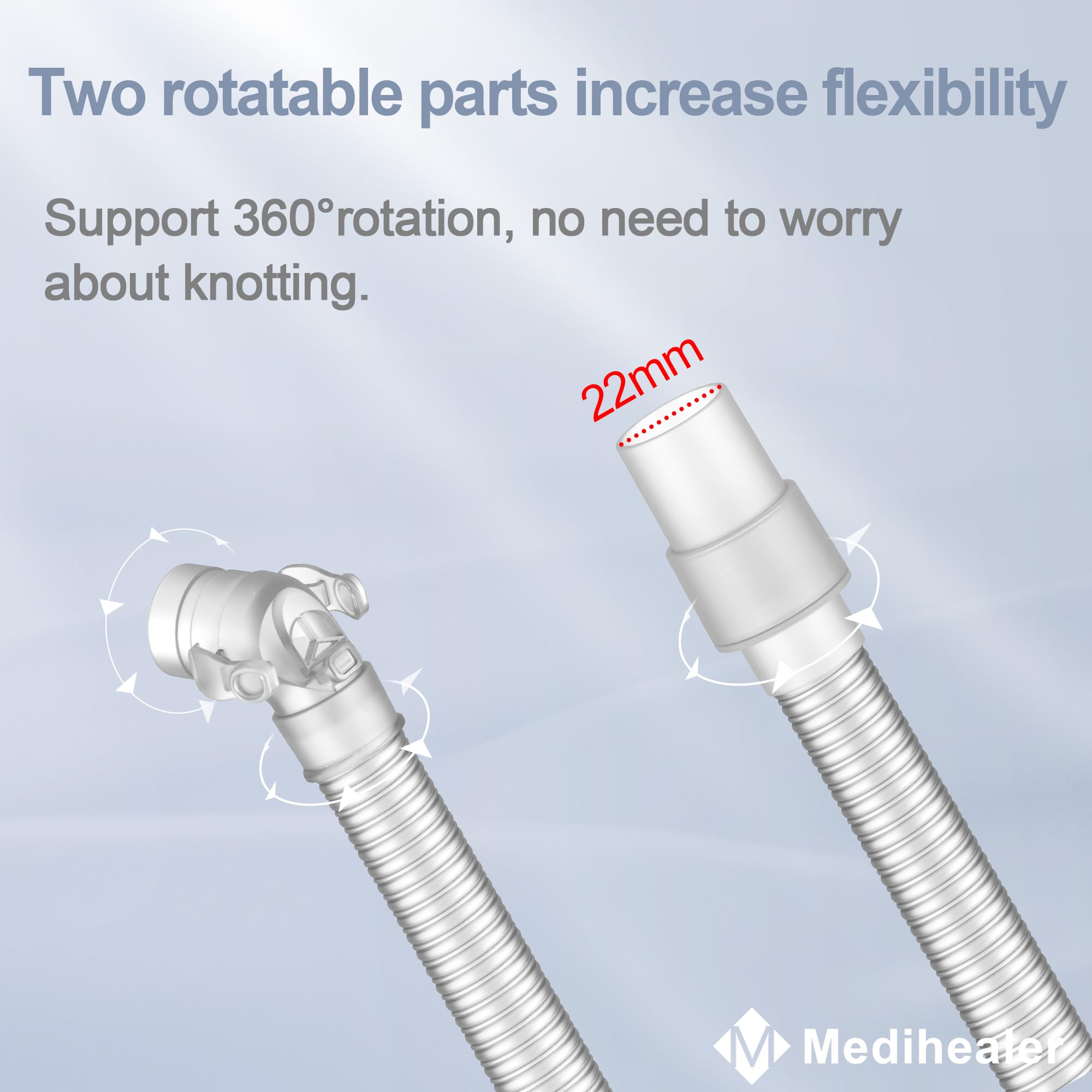 Medihealer short tube for AirFit F40 offers flexible, kink-resistant connection