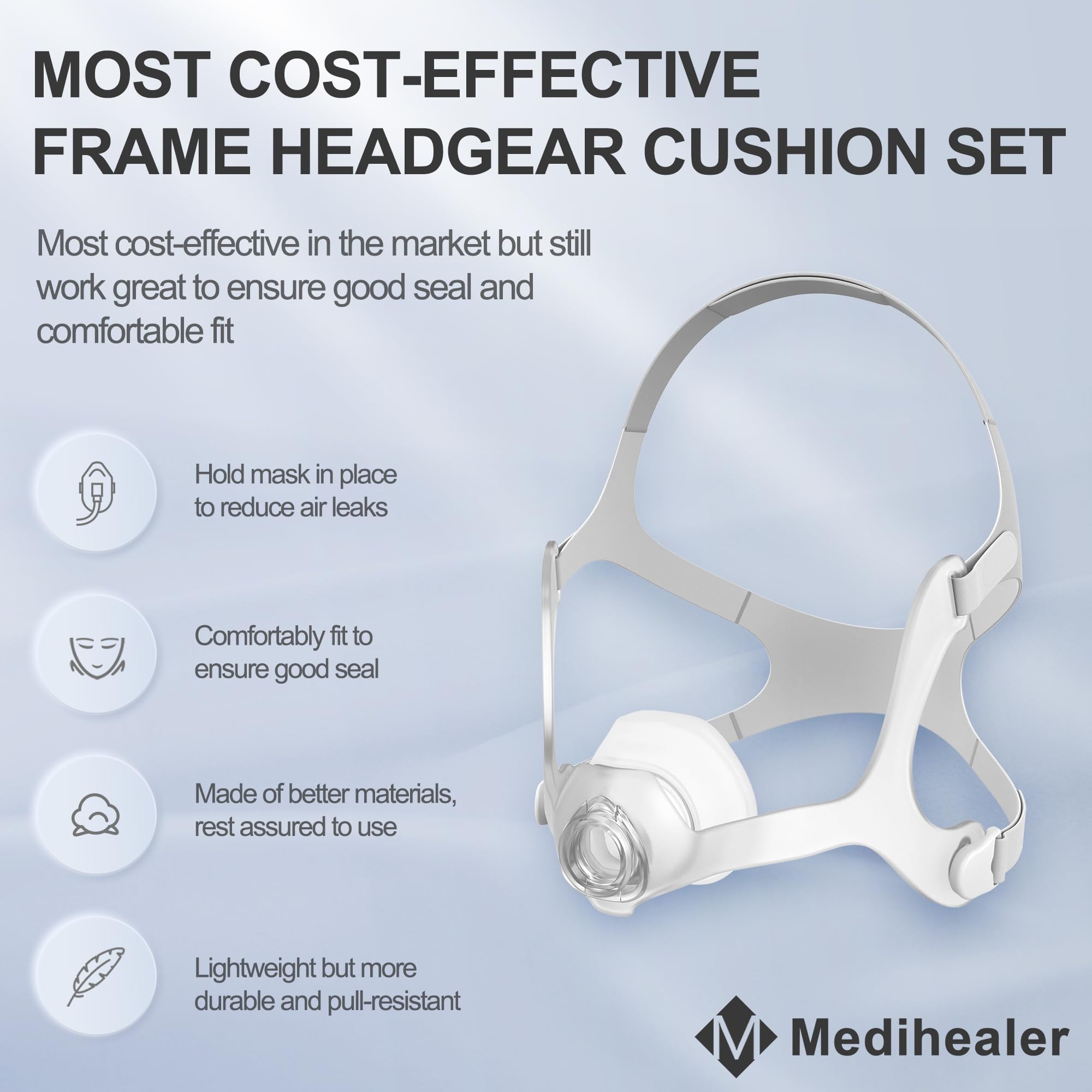 Medihealer Wisp silicone frame provides softer, flexible fit for diverse faces.