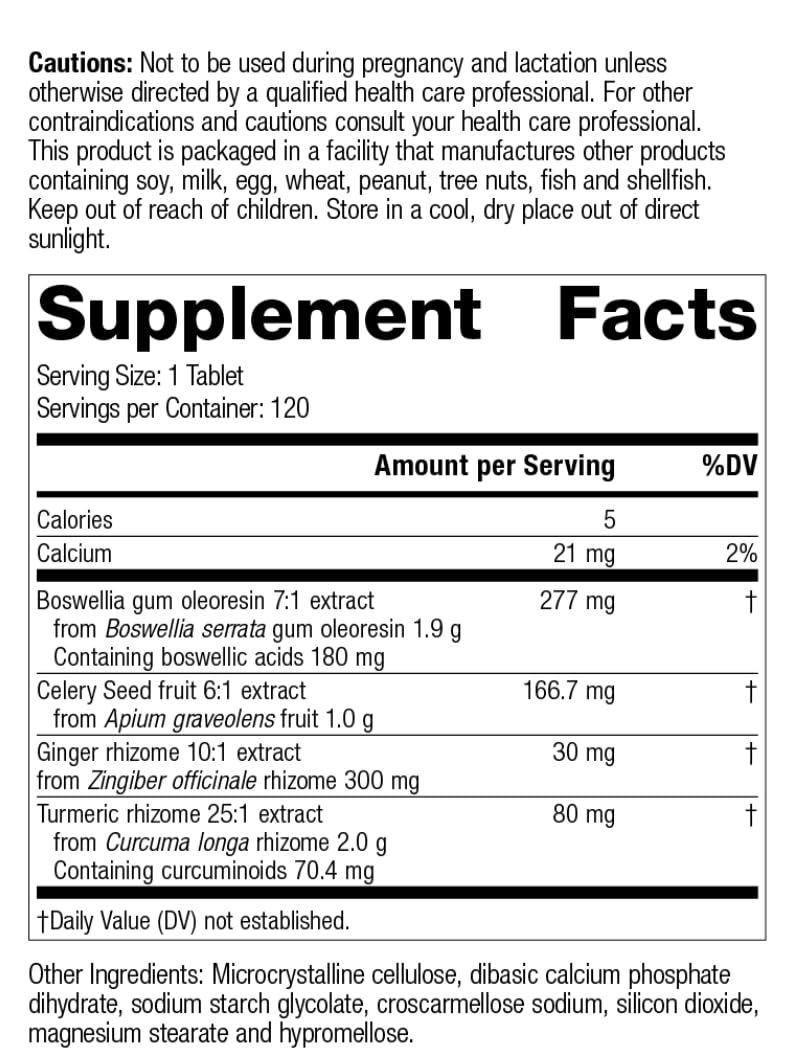 MediHerb Boswellia Complex bottle label close-up showing ingredients and immune-support potential.