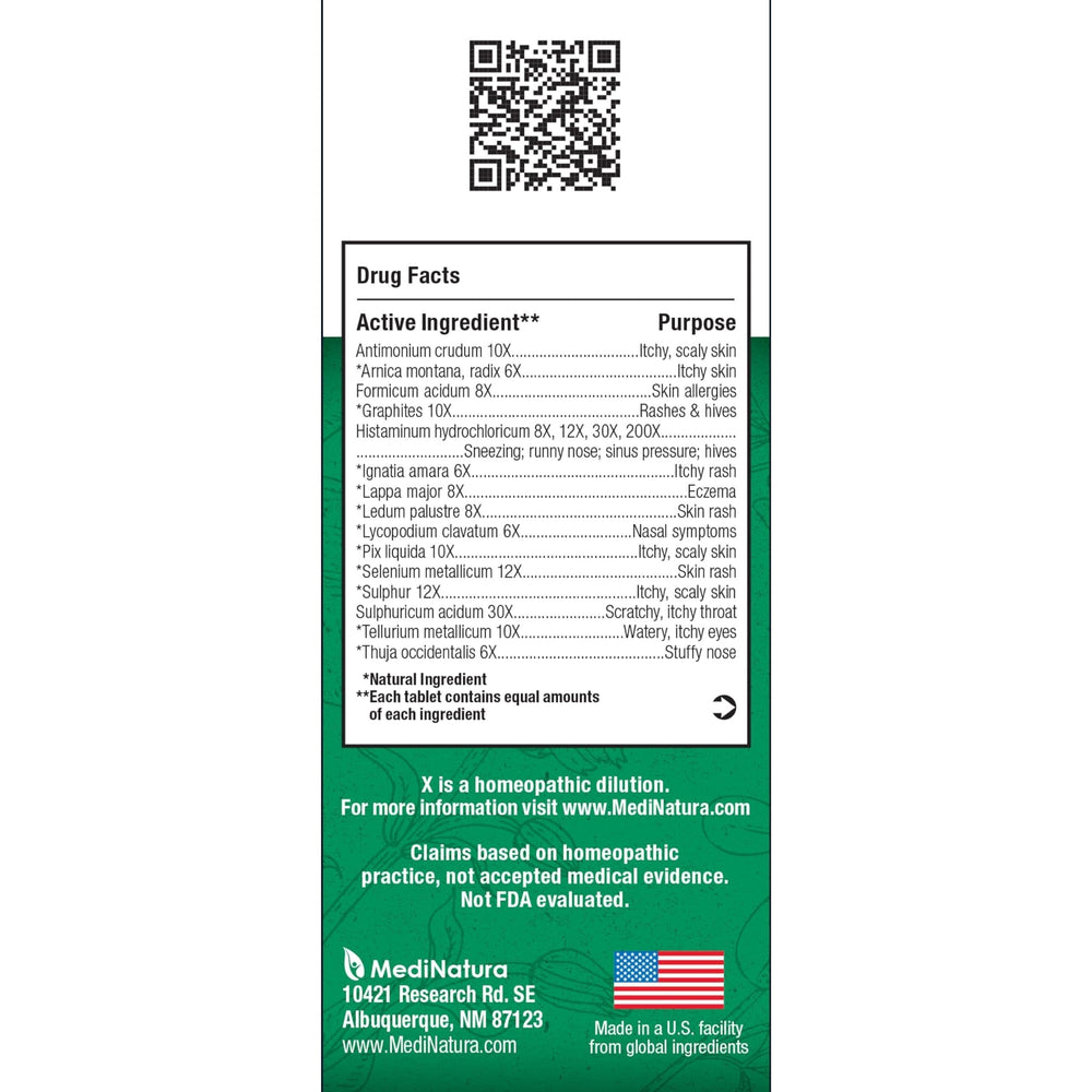 MediNatura BHI allergy relief tablets pack shot offers non-drowsy allergy symptom relief.