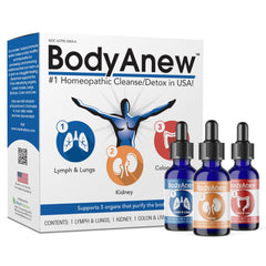 MediNatura BodyAnew bottle with water showing gentle cleansing support.