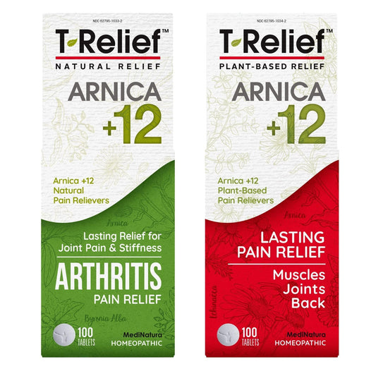 MediNatura T-Relief Arnica bottle ready for daily use and natural support.