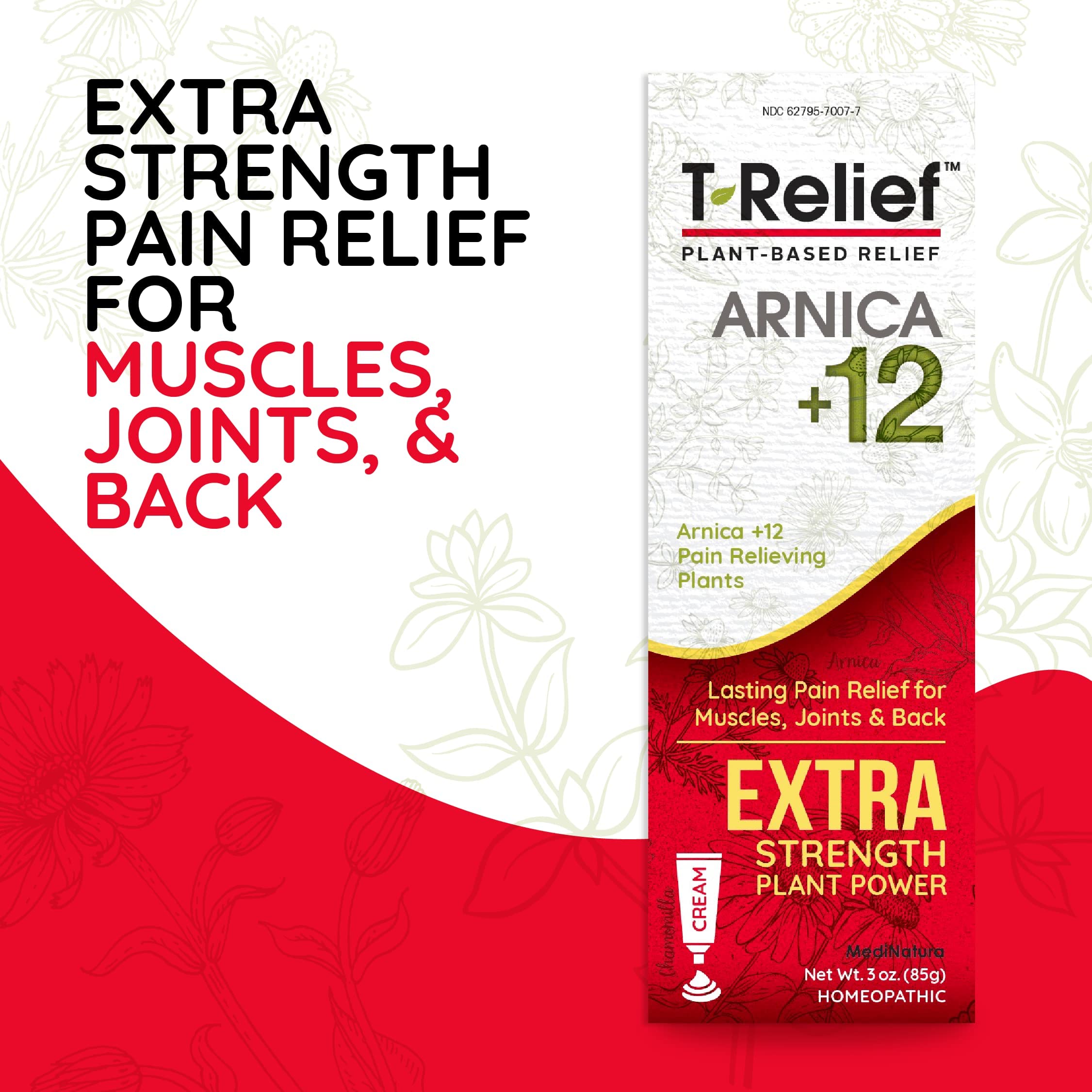 MediNatura T-Relief Arnica Cream closeup texture highlighting non-greasy finish.