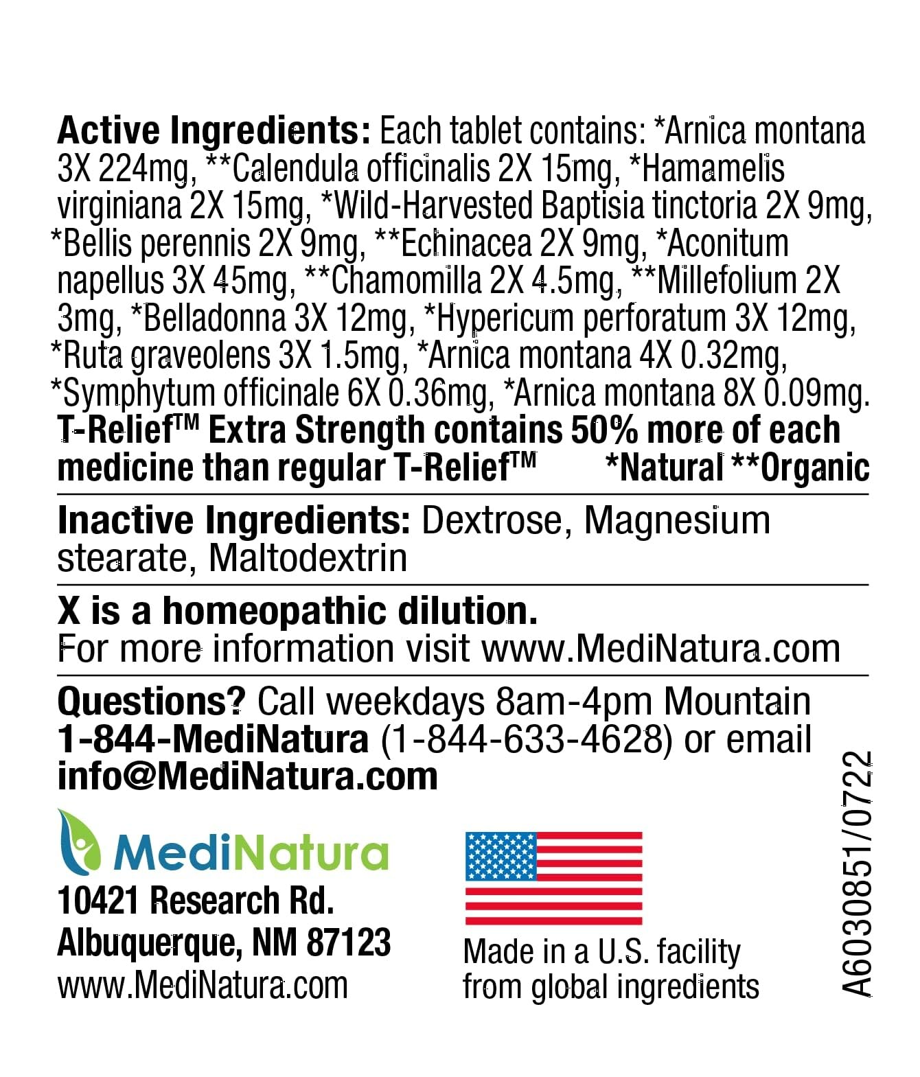 Medinatura T-Relief bottle-front showing compact size for on-the-go relief.