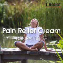 MediNatura T-Relief cream applied to skin demonstrates smooth, quick absorption.