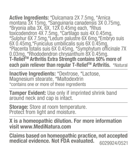 MediNatura T-Relief tablets dissolving quickly for fast daily use.