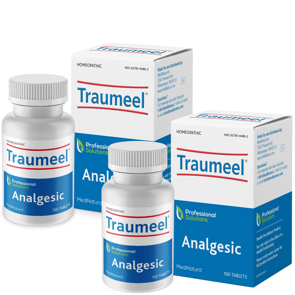 MediNatura Traumeel bottle and packaging showing trusted homeopathic care.