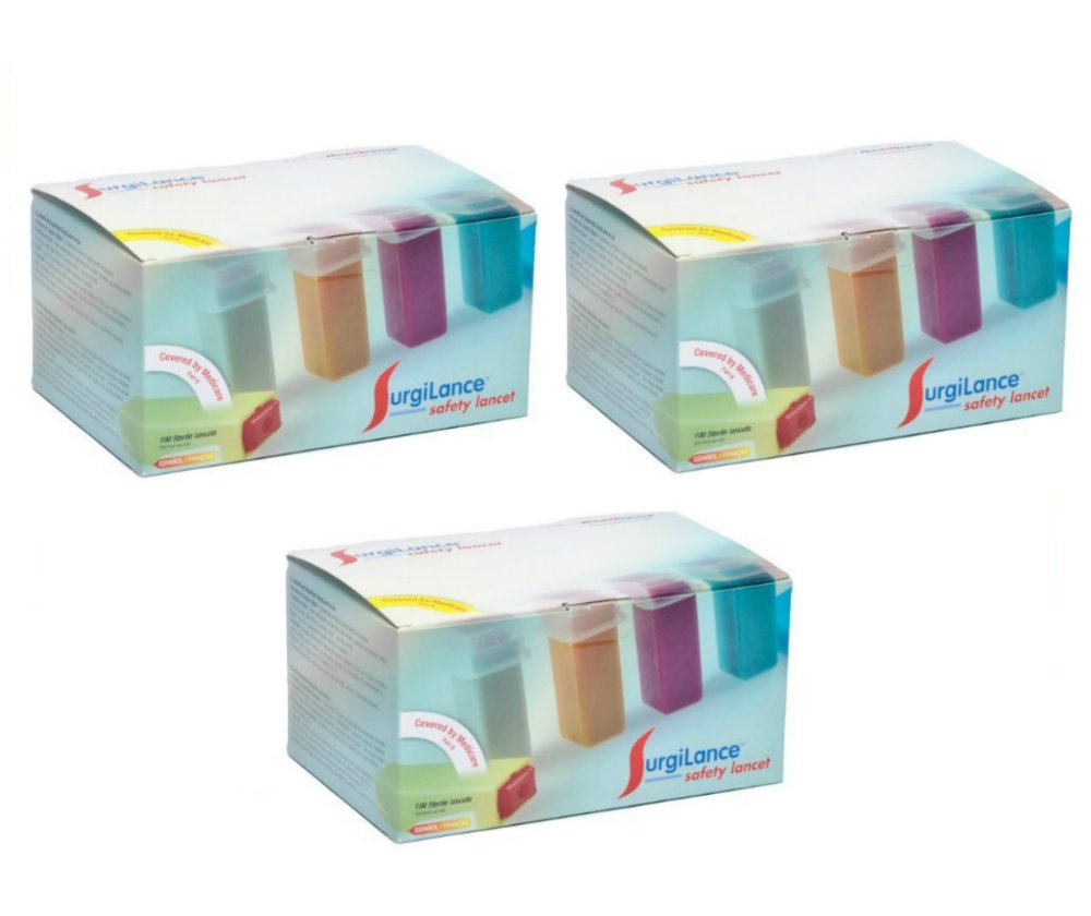 MediPurpose Surgilance orange lancet, medium flow, for safe fingerstick testing.