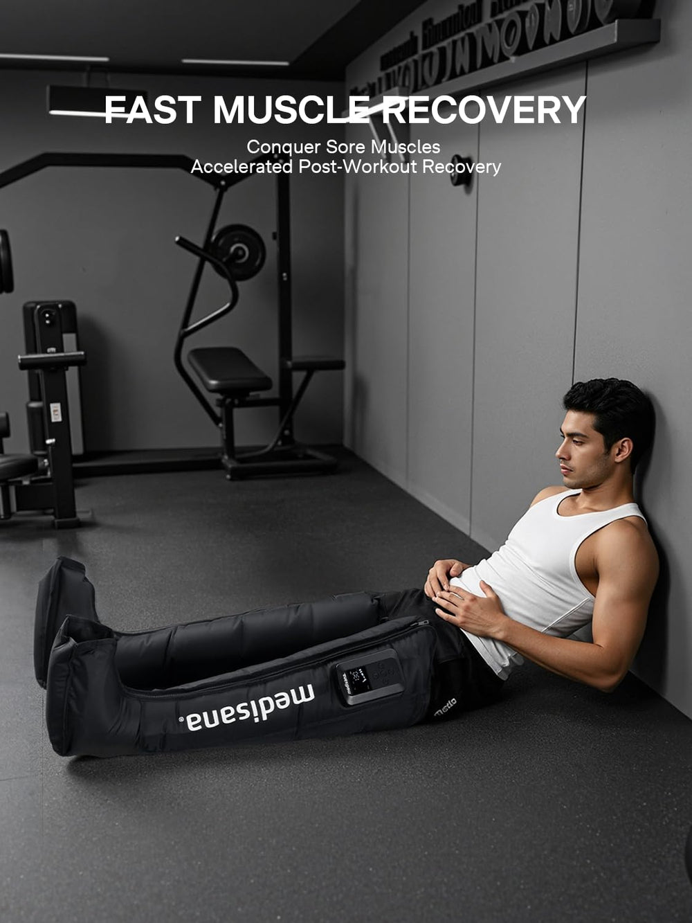 Medisana five-zone valve close-up enabling precise leg massage