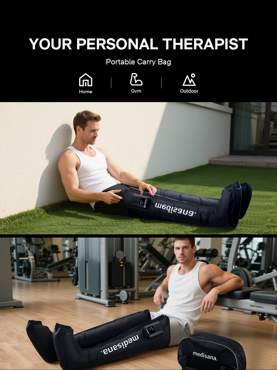 Medisana carry bag makes travel with the leg massager easy