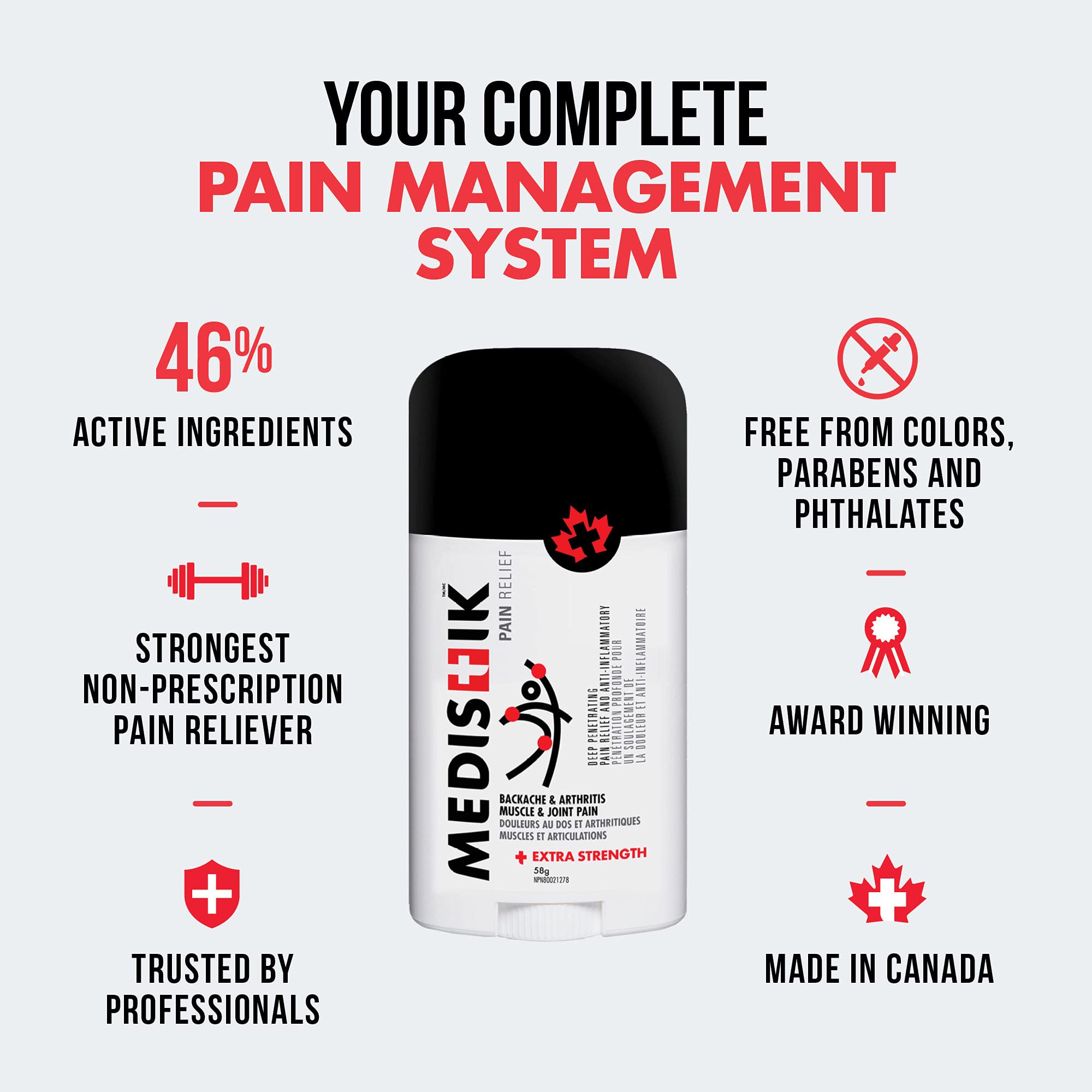Medistik stick beside feet illustrates everyday relief for sore feet and cramps.