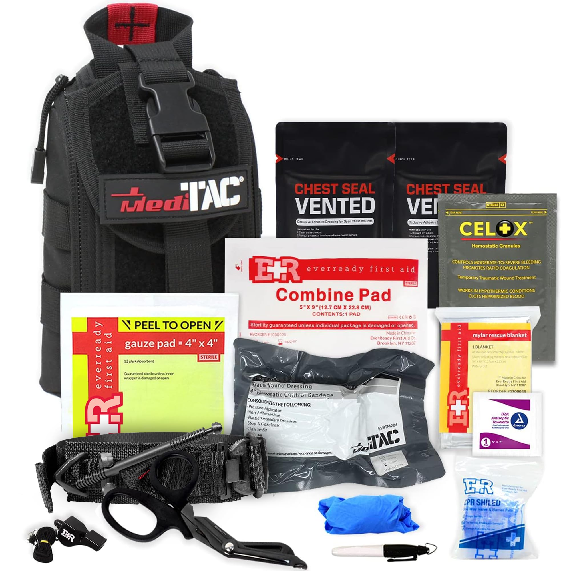 MediTac premium IFAK kit in black with organized MOLLE pouch for quick access
