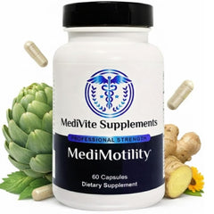 MediVite MediMotility bottle front for daily digestive support.