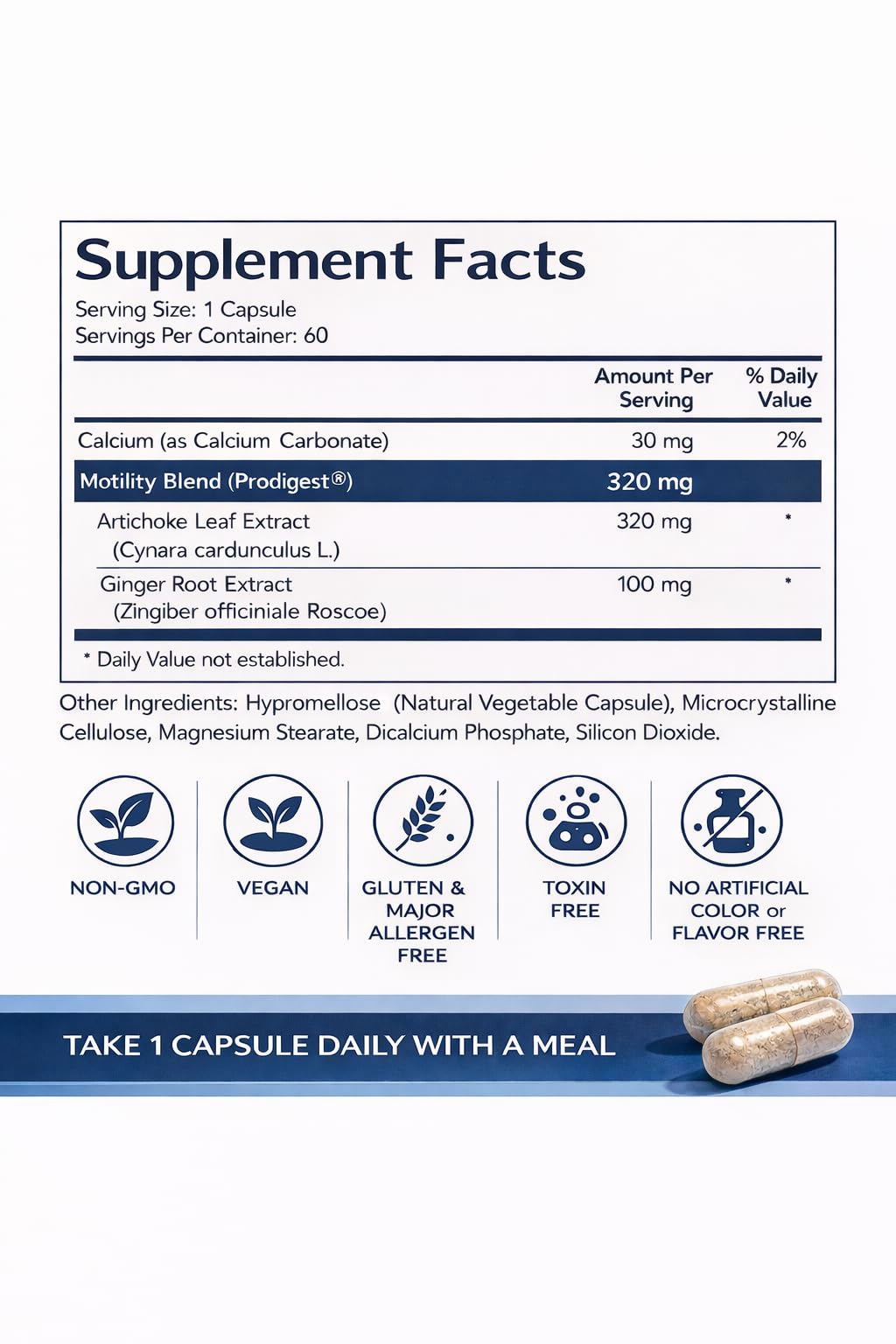 MediVite MediMotility capsules closeup highlighting convenient daily use.