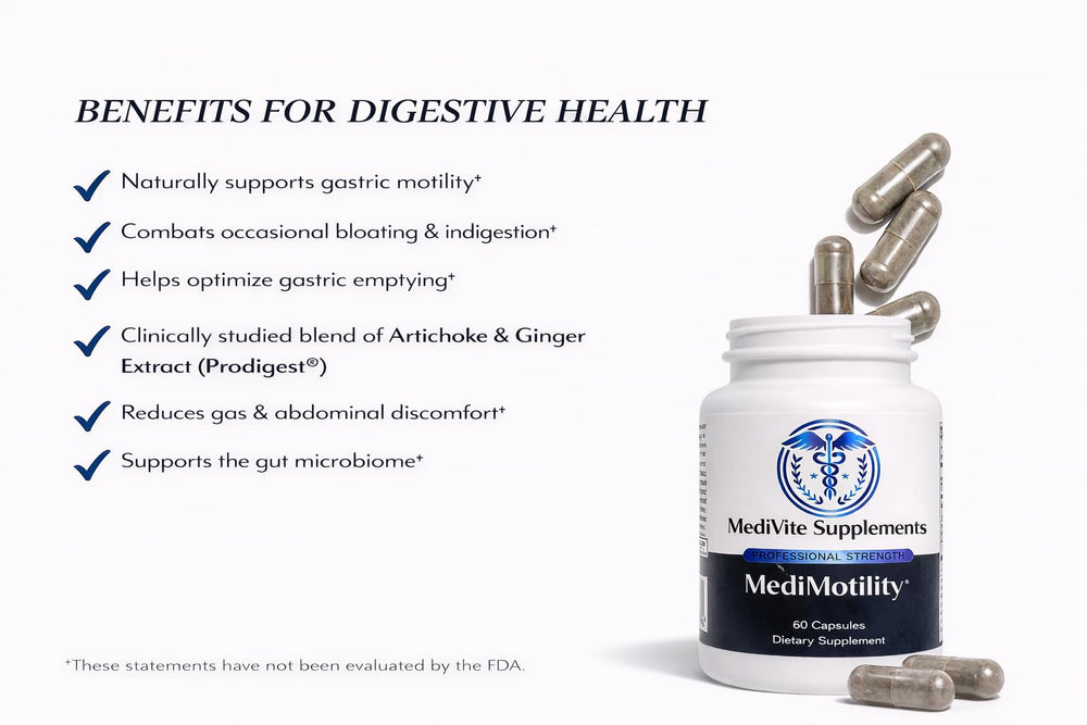 MediVite MediMotility ginger root and artichoke blend for natural digestive support.