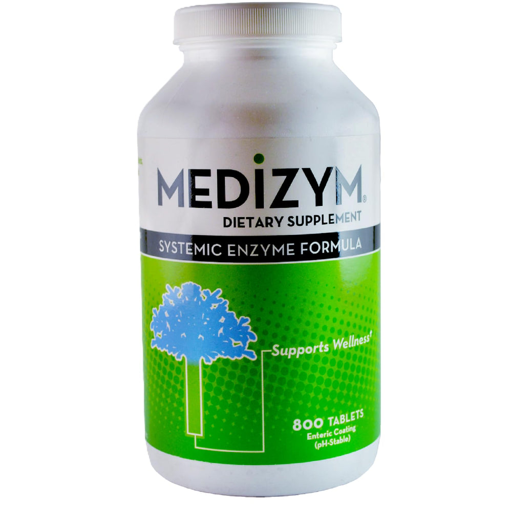 Medizym Systemic Enzyme 800 tablets bottle supports immune system and healthy inflammatory response.