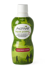 Medline Active Liquid Protein Citrus Berry Punch bottle pouring for easy protein supplementation