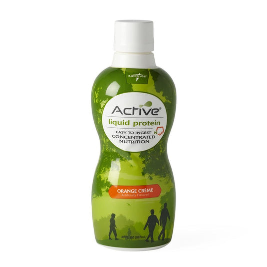 Medline Active Liquid Protein Orange Cream bottle for on-the-go, lactose- and gluten-free nutrition.