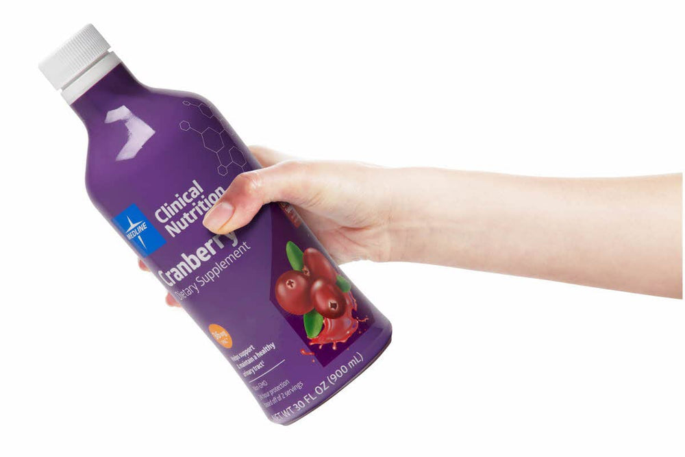 Medline Cranberry+ liquid formula blends cranberry with D-Mannose and vitamin C for urinary support.