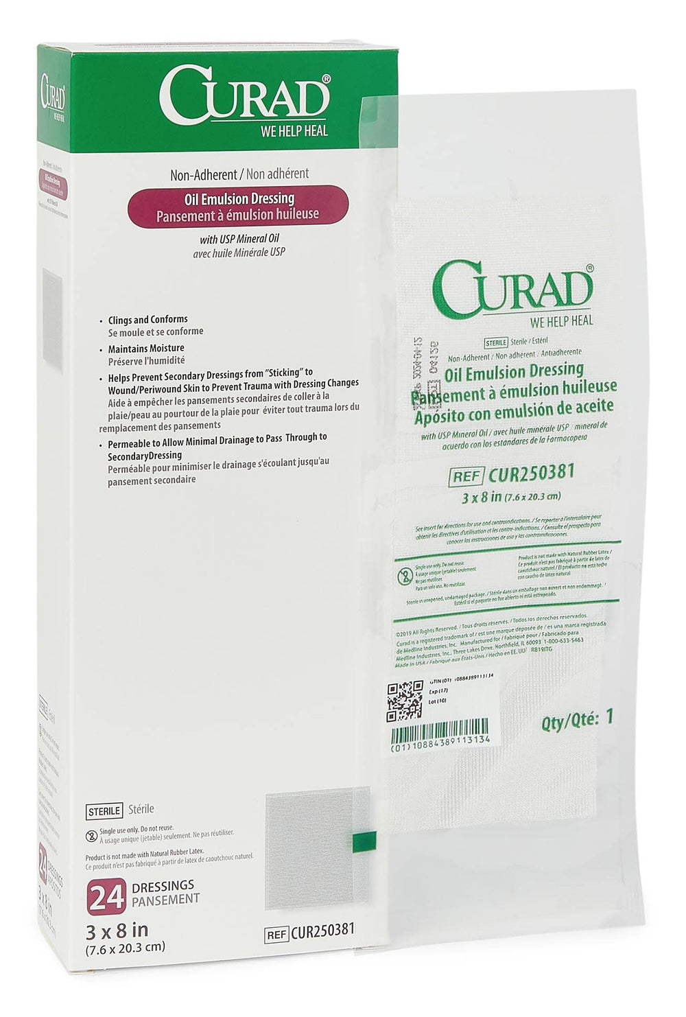 Medline CURAD Oil Emulsion Dressing pack of 6 for wound care