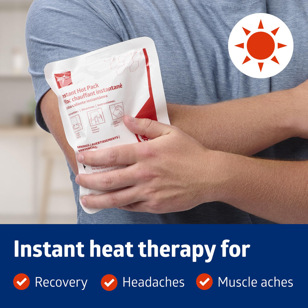 Medline Instant Hot Pack 6x9 inch disposable packaging for easy cleanup