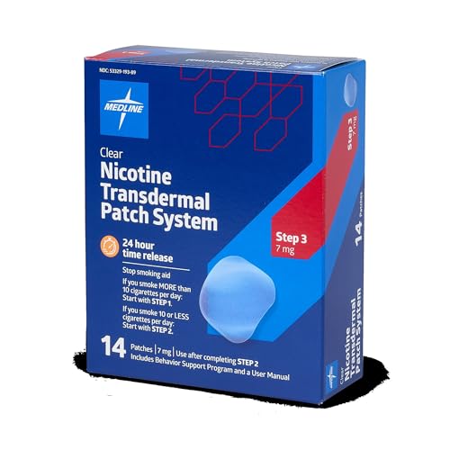 Medline Step 3 nicotine patch box close-up highlights packaging.