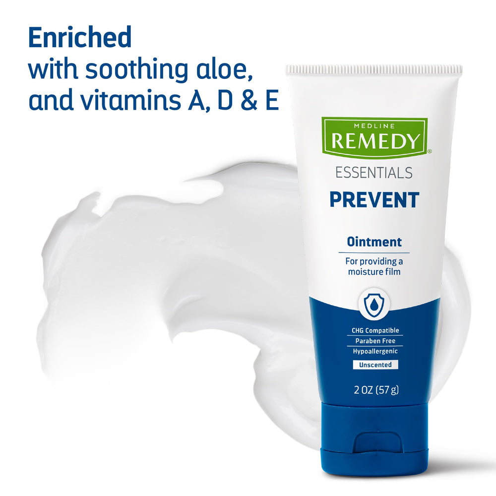 Medline Remedy Essentials Aloe and vitamins closeup shows added skin nourishment.