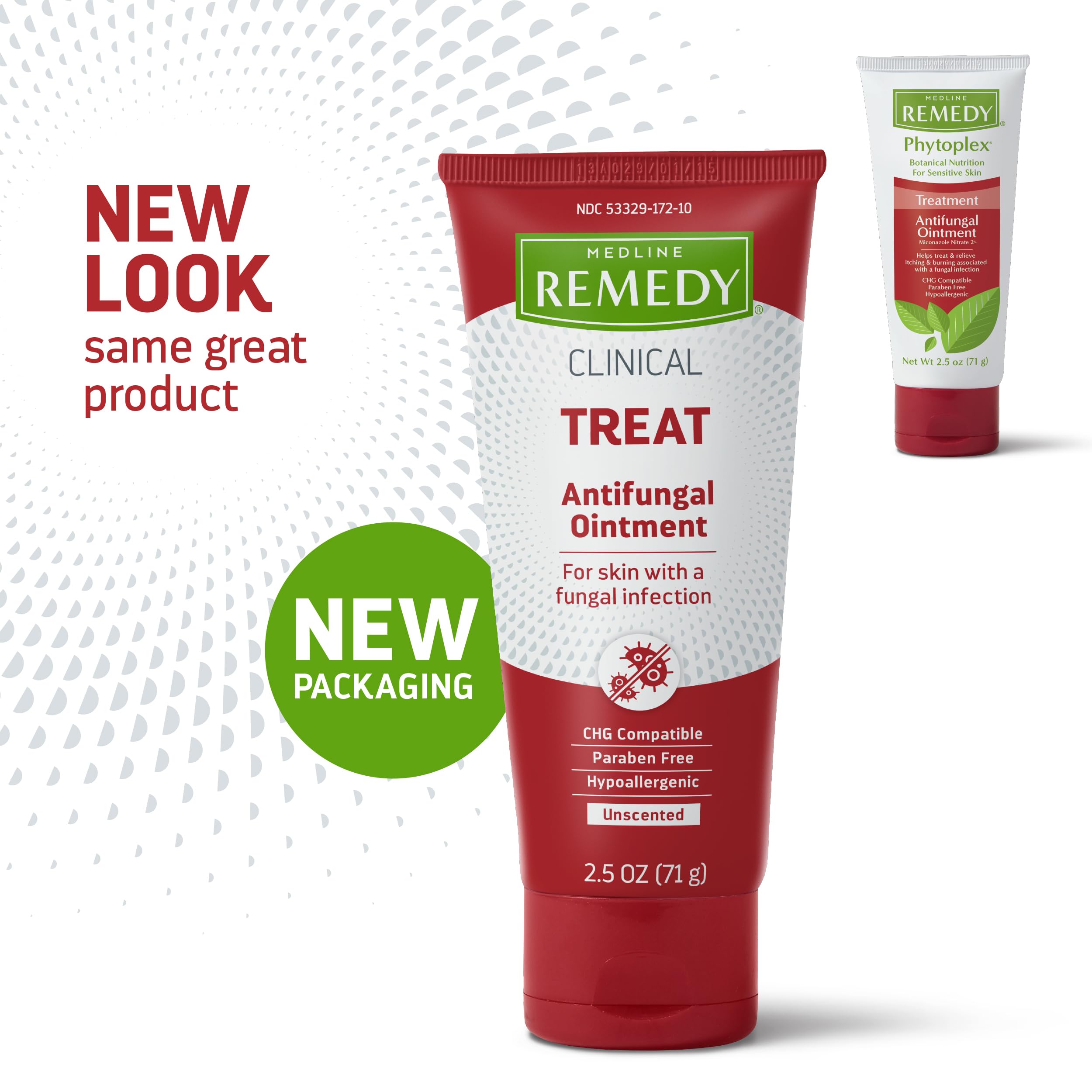Medline Remedy Phytoplex antifungal ointment 2.5 oz packaging closeup, botanical blend supports gentle skin comfort