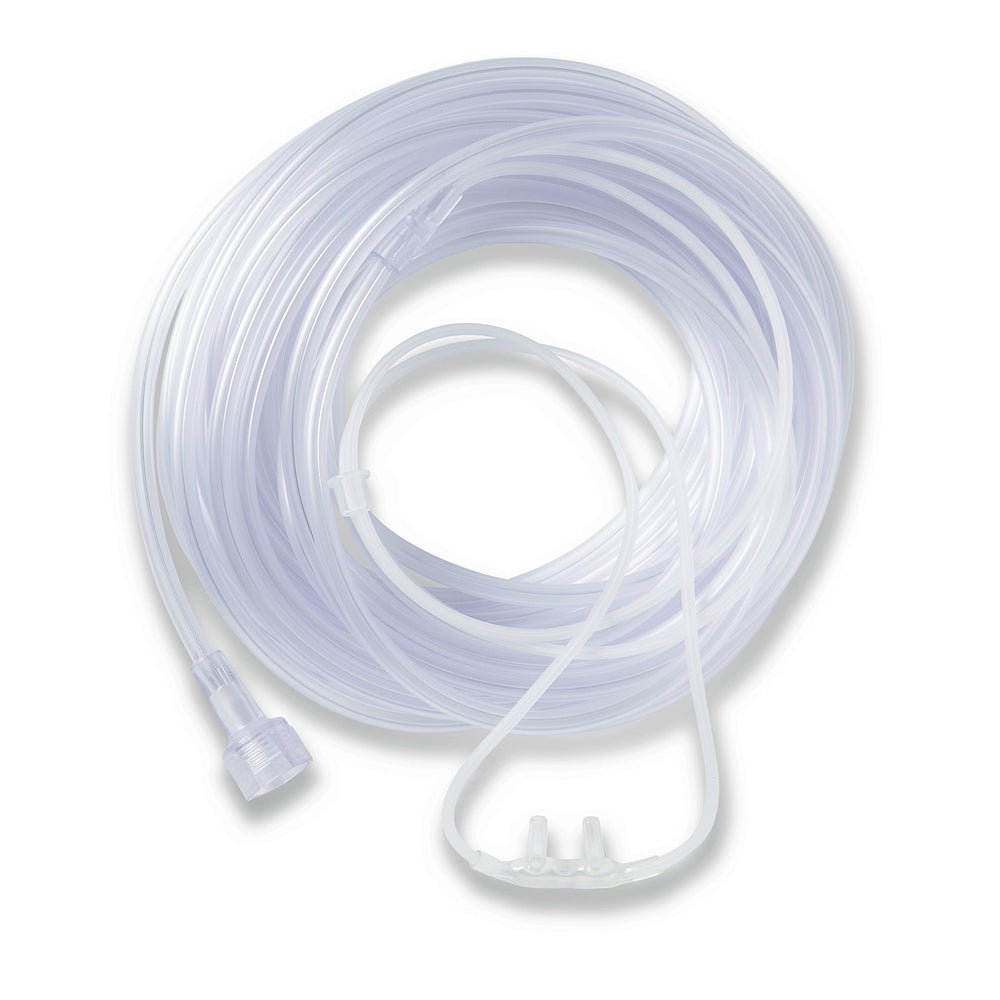 Medline SuperSoft nasal cannula nosepiece close-up showing a gentle, comfortable fit.