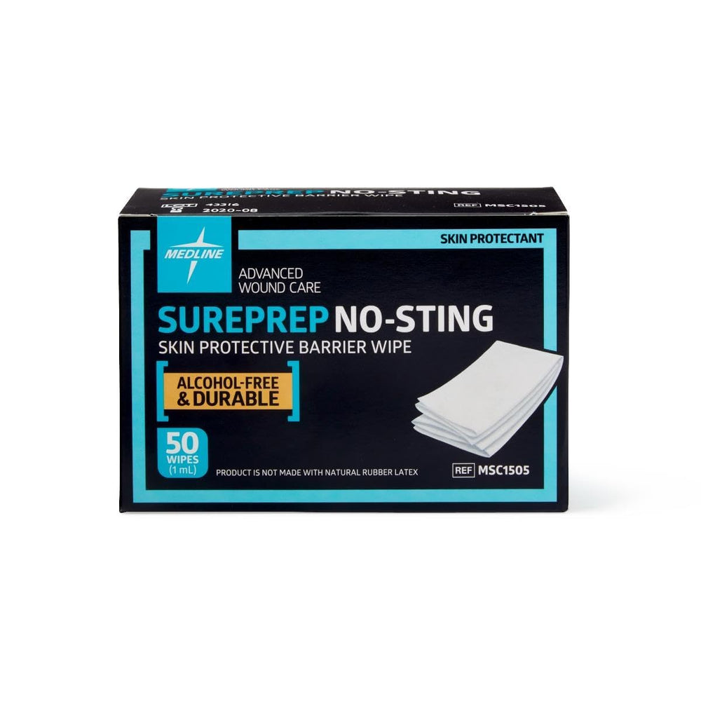 Medline SurePrep No-Sting barrier wipe pack protects skin from adhesives.
