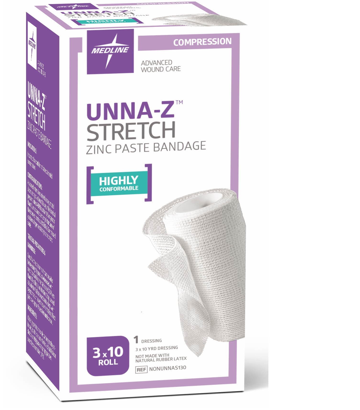 Medline Unna-Z Stretch bandage roll offering conformable mild compression