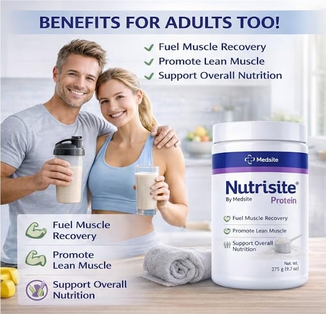 Medsite Nutrisite unflavored powder in liquid demonstrates fast dissolving texture for quick nutrition