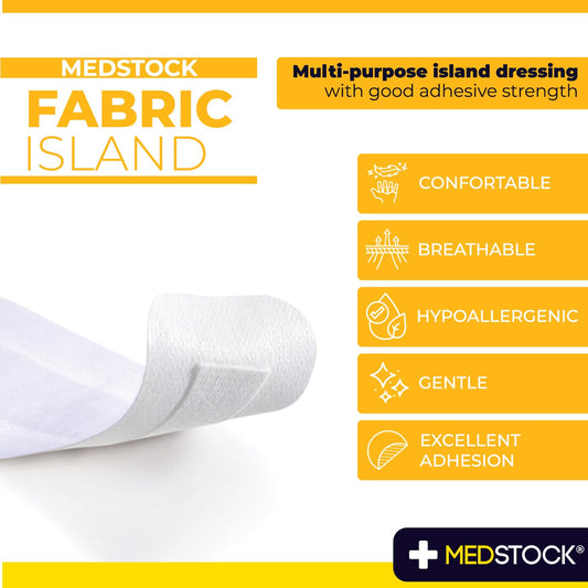 MEDSTOCK adhesive dressing secures firmly for comfortable wound coverage.