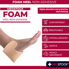 Close-up shows MEDSTOCK contoured heel-ankle fit for comfortable coverage.