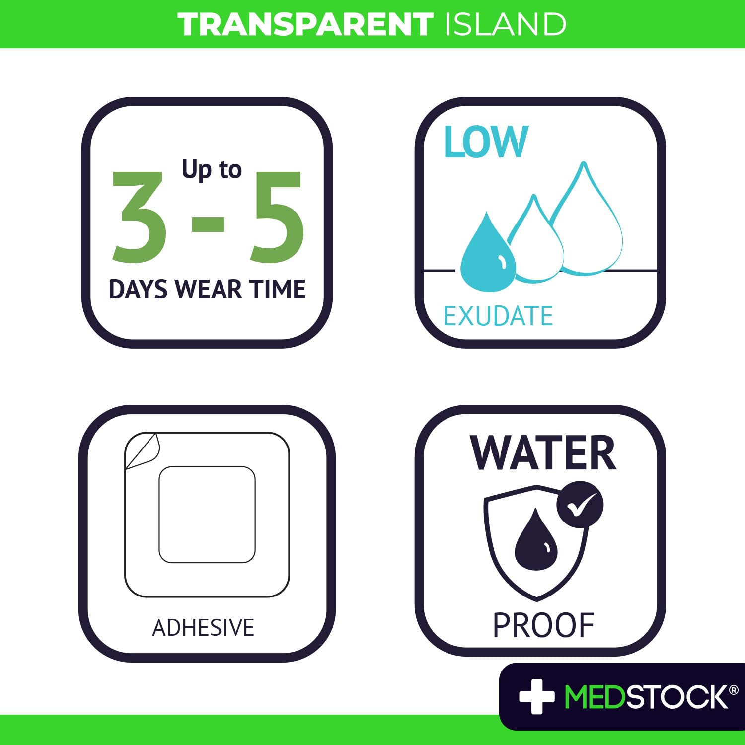 Medstock Medical-grade acrylic adhesive ensures secure adhesion with gentle removal.