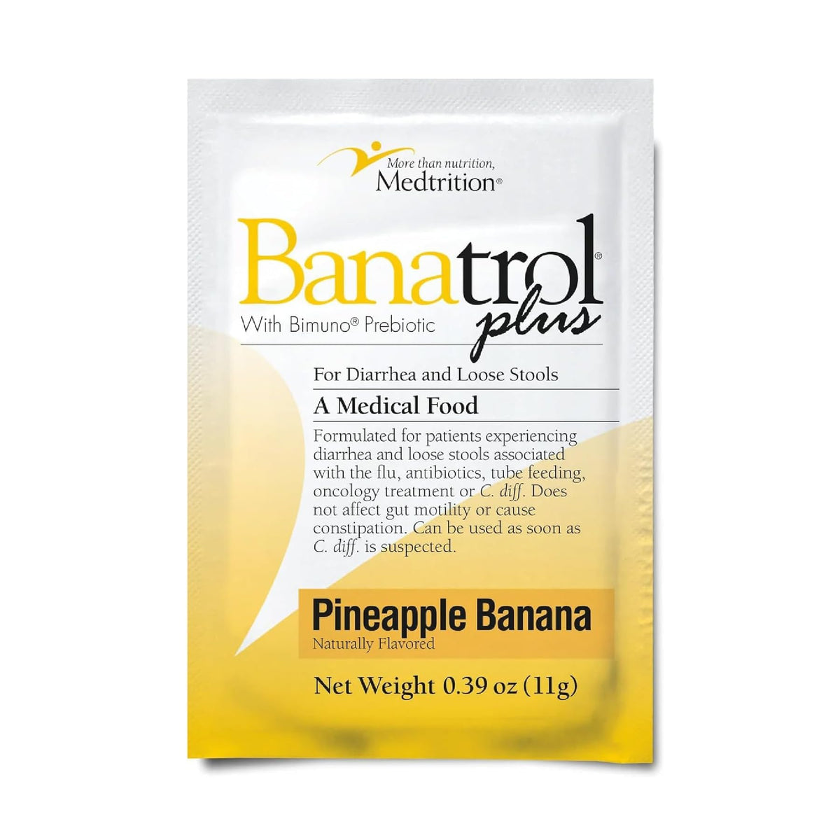 Medtrition Banatrol pineapple bottle for on-the-go diarrhea relief.