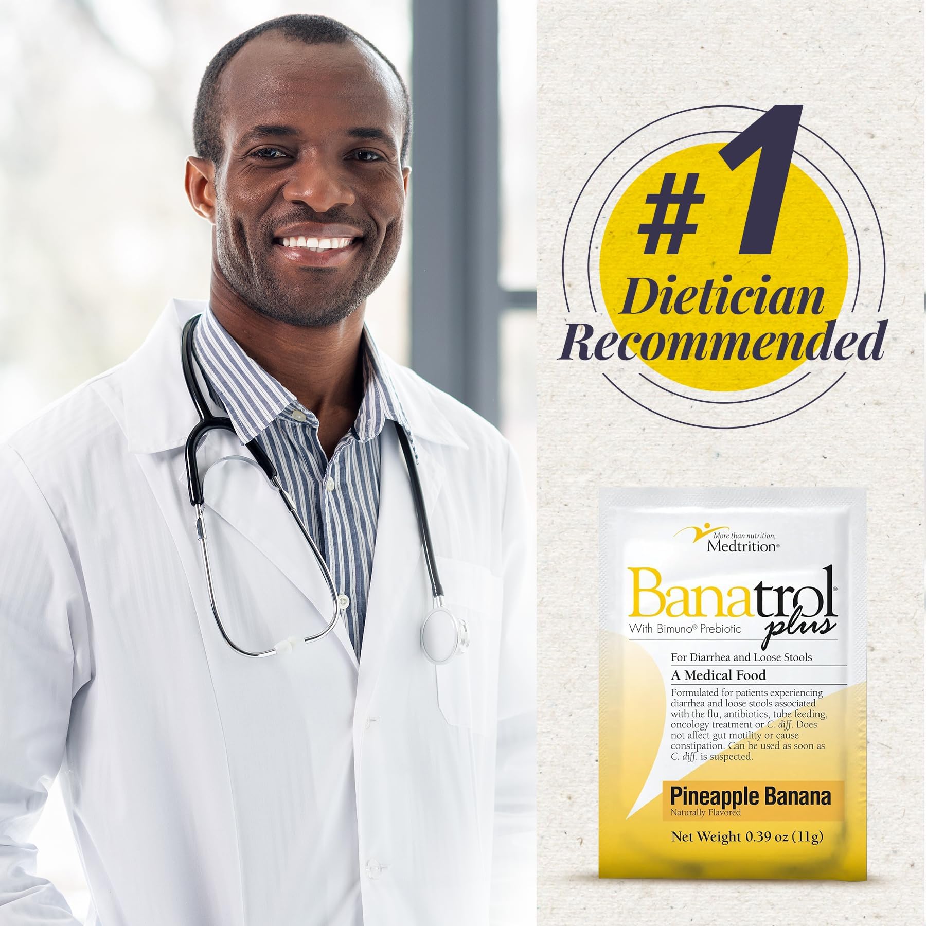 Medtrition Banatrol clinician-recommended support during oncology-related diarrhea.
