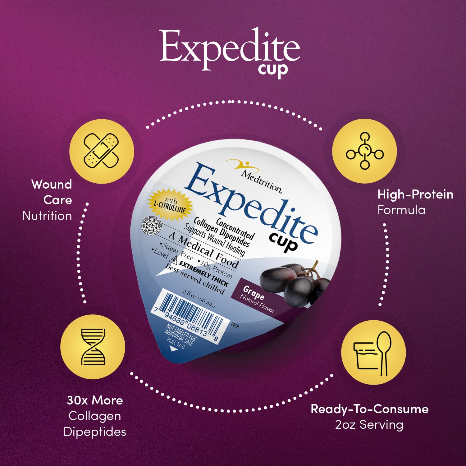 Medtrition Expedite Gelatein Cup collagen dipeptides for skin hydration and nail support