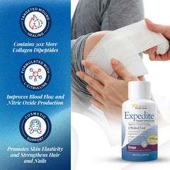 Medtrition Expedite Liquid Collagen grape pack of 48 bottles for ongoing recovery support.