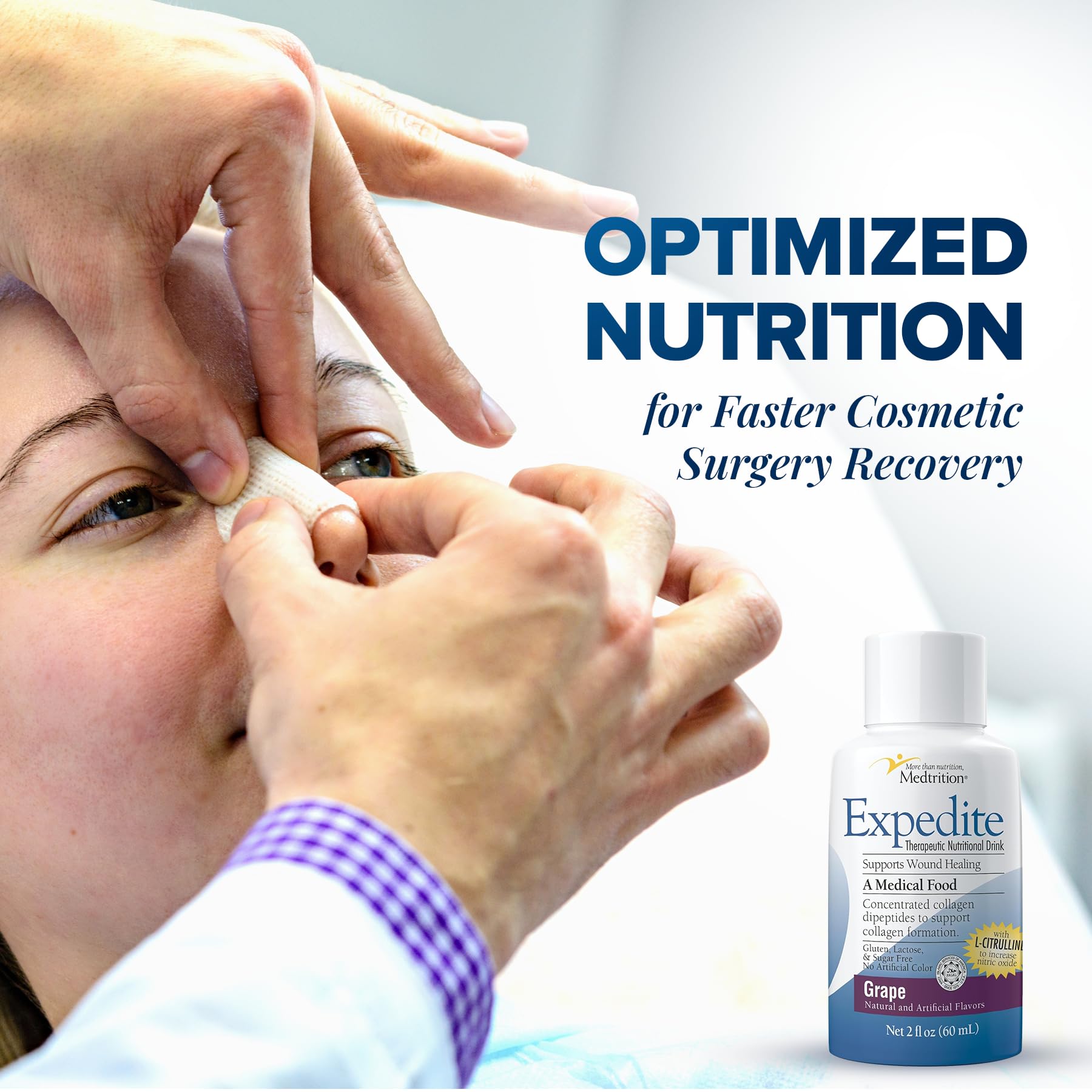 Medtrition Expedite Liquid Collagen grape travel pack in a bag.