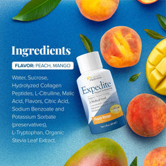 Medtrition Expedite peach mango label on bottle, inviting flavor for daily intake
