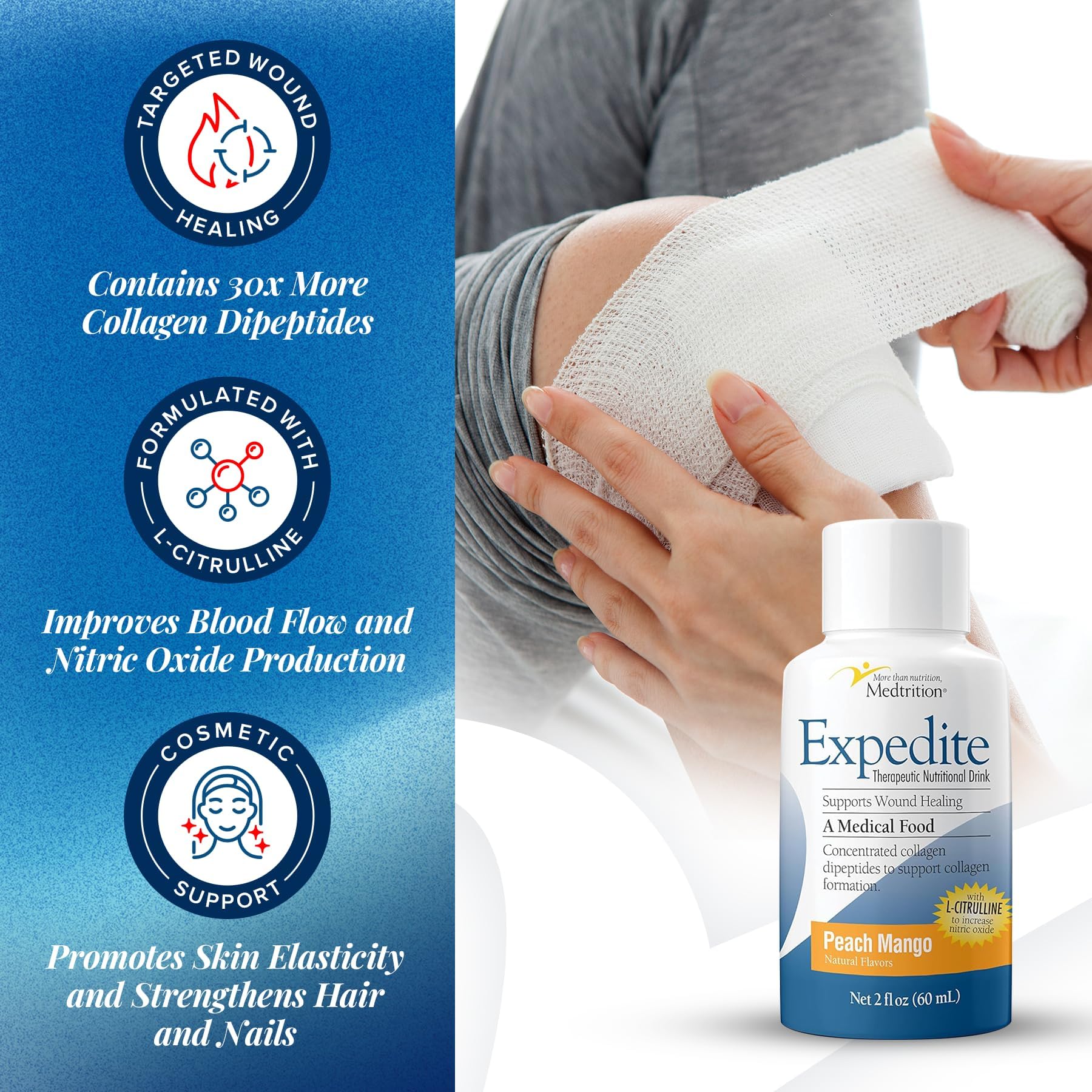 Medtrition Expedite single serve bottle, bedside friendly recovery nutrition