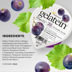 Medtrition Gelatein Grape pudding dish demonstrates thick texture suitable for swallowing.