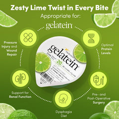 12-pack box of Medtrition Gelatein Lime highlights convenient multi-pack option.