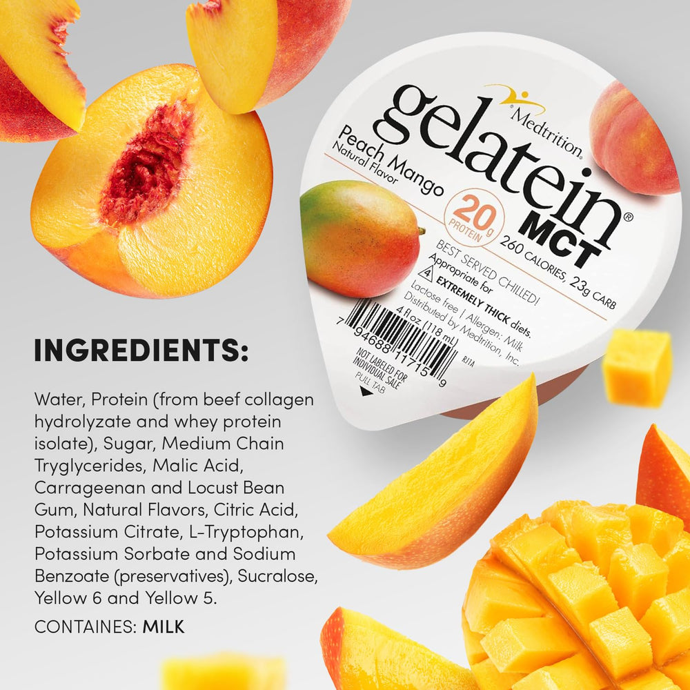 Medtrition Gelatein MCT Peach Mango flavor profile for satisfying, tropical taste.