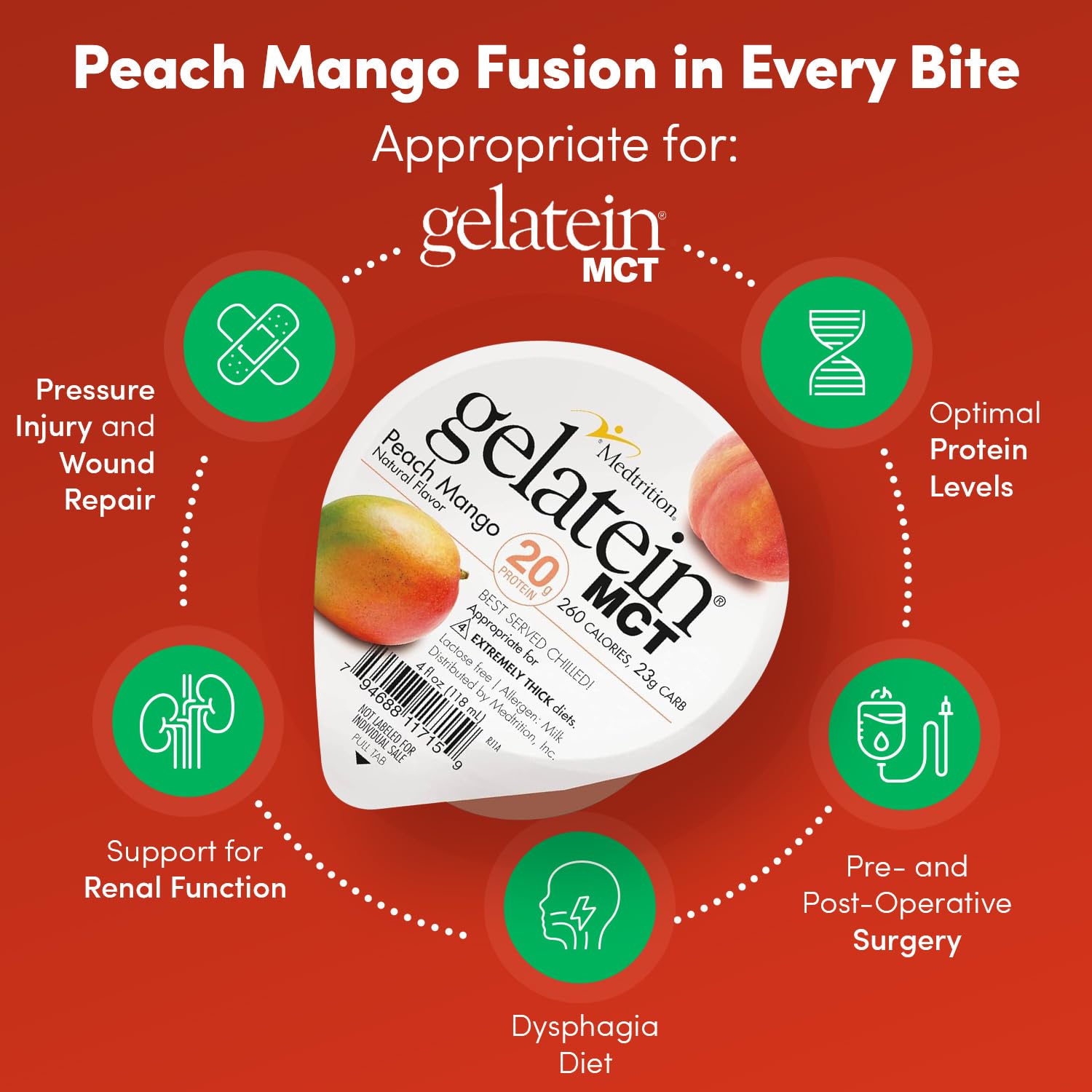 Medtrition Gelatein MCT Peach Mango swallow-friendly IDDSI Level 4.