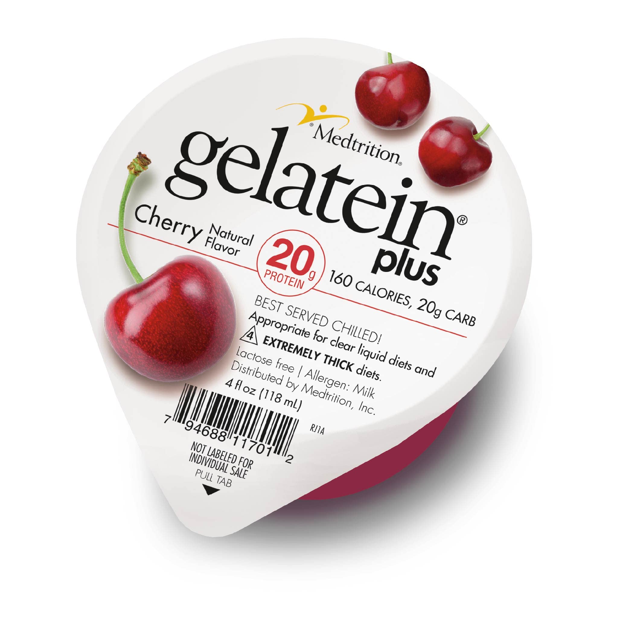 Medtrition Gelatein Plus Cherry bottle showing cherry flavor for clear liquid diets