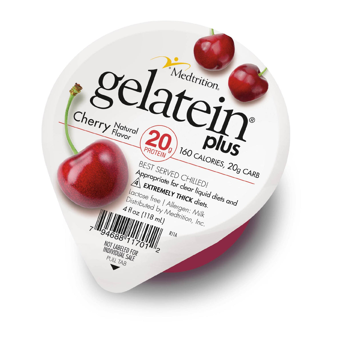 Medtrition Gelatein Plus Cherry bottle showing cherry flavor for clear liquid diets